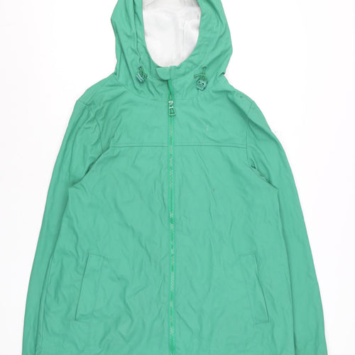 Dunnes Women Green Hooded Mid-Length Rain Coat Jacket Size 10