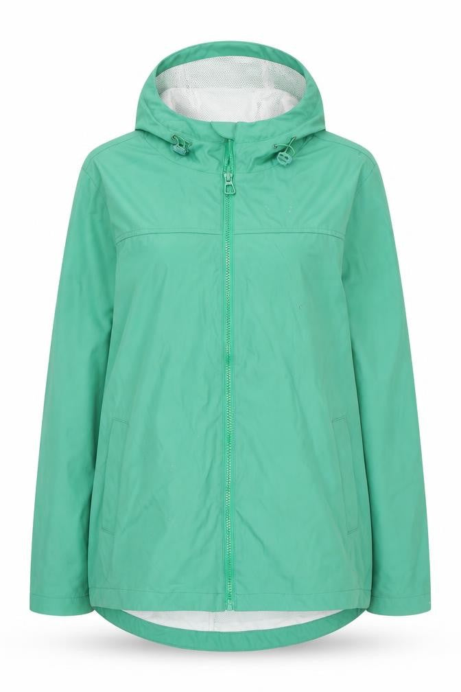 Dunnes Women Green Hooded Mid-Length Rain Coat Jacket Size 10