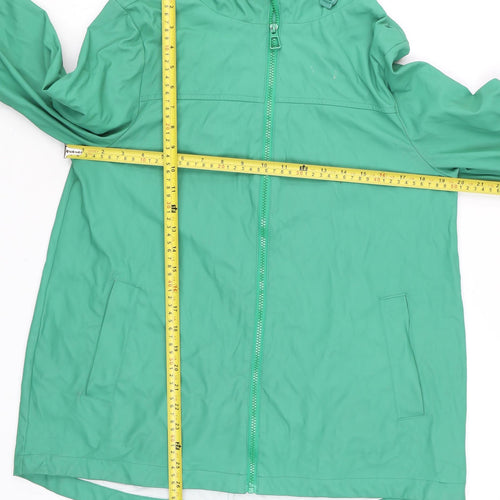 Dunnes Women Green Hooded Mid-Length Rain Coat Jacket Size 10