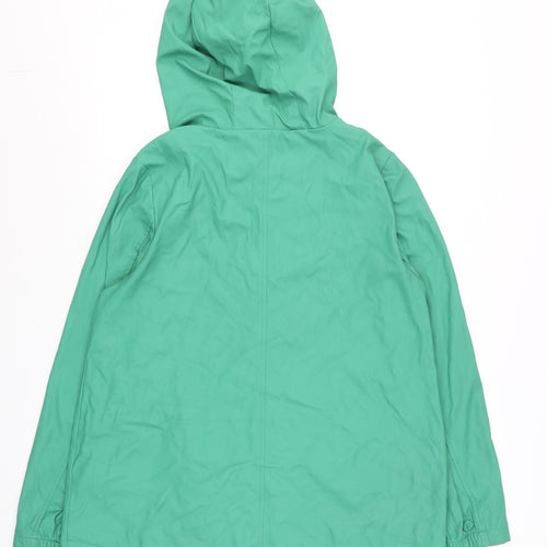 Dunnes Women Green Hooded Mid-Length Rain Coat Jacket Size 10