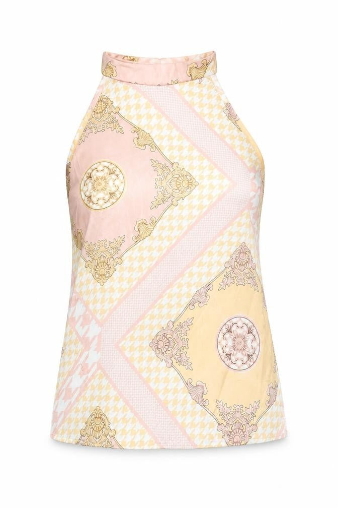 Boohoo Women’s Pink Satin Halter Bow Blouse Size 12