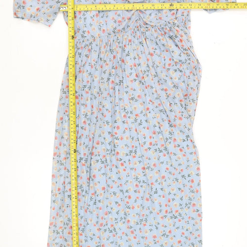 ASOS Women Blue Floral V-Neck Wrap Maxi Dress Size 10