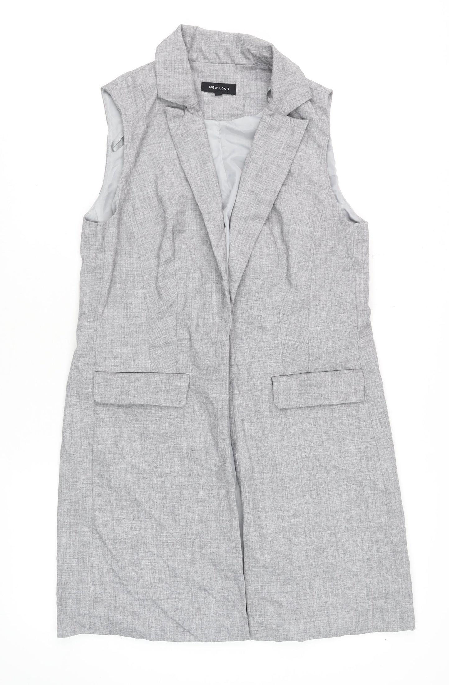 New Look Women Grey Sleeveless Tunic Blouse UK 10 Classic Lined