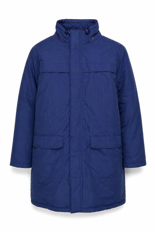 Front view of Cotton Traders Men's Blue Waterproof Parka Coat M Long Windproof Jacket