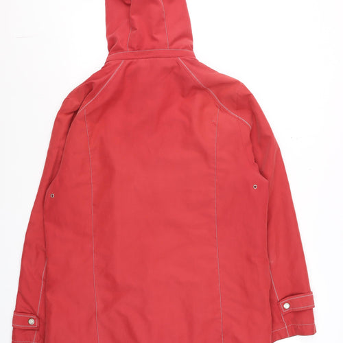 David Barry Women’s Red Hooded Waterproof Mid-Length Rain Coat Size 16