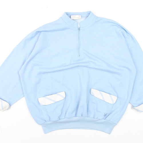 Lyle & Scott Women's Blue Relaxed Fit 3/4 Sleeve Zip Top M
