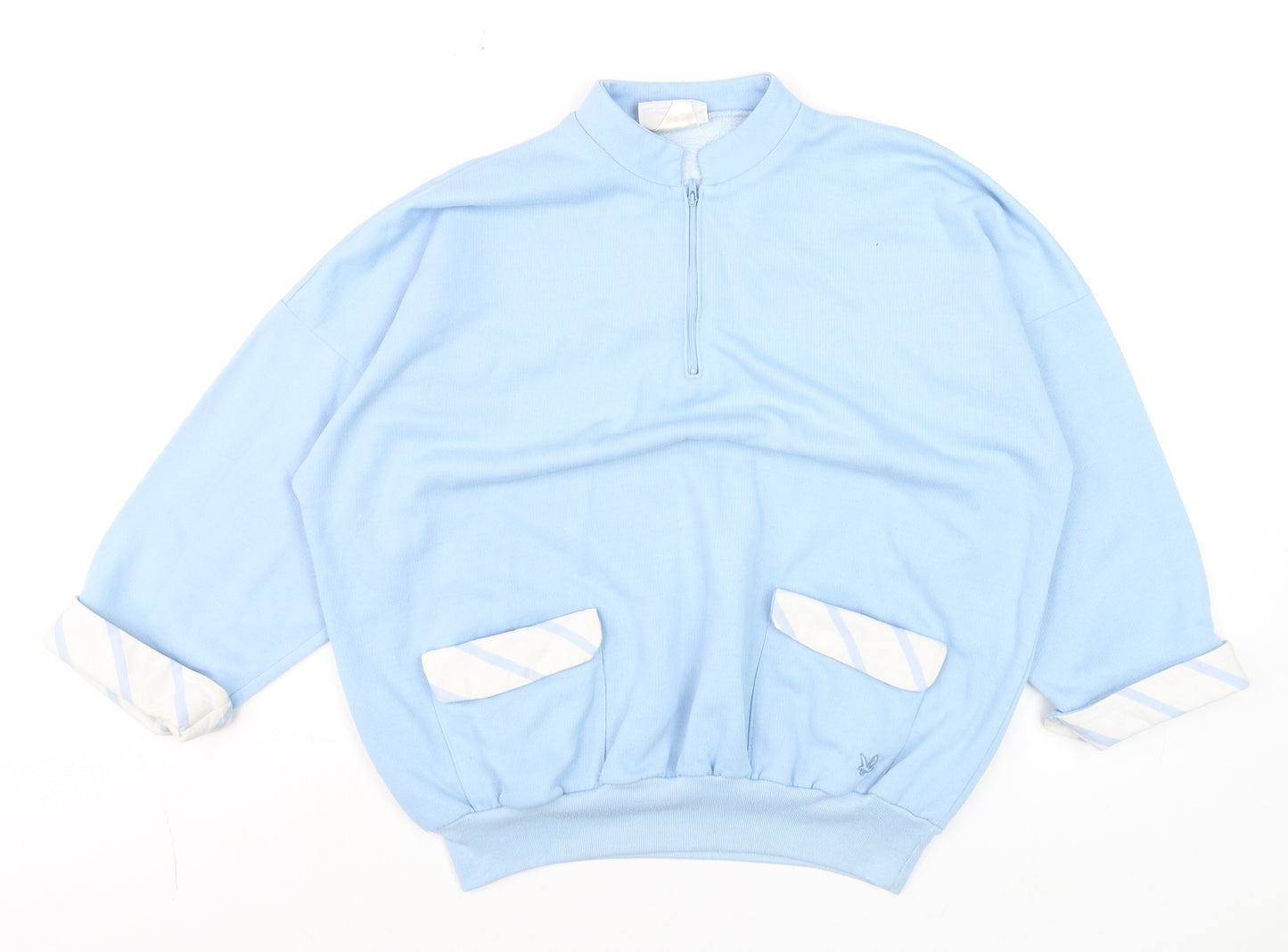 Lyle & Scott Women's Blue Relaxed Fit 3/4 Sleeve Zip Top M