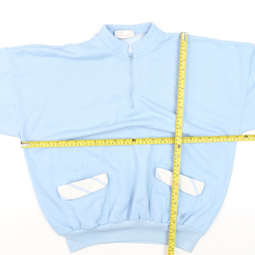 Lyle & Scott Women's Blue Relaxed Fit 3/4 Sleeve Zip Top M