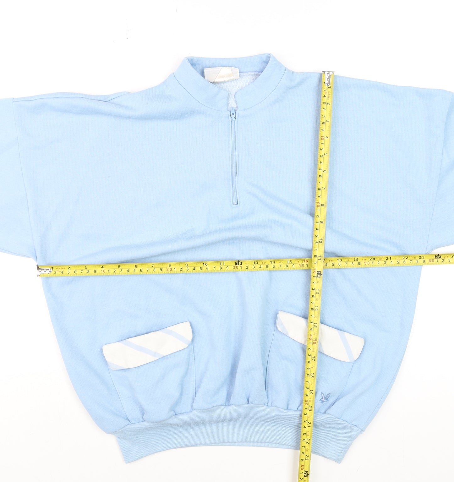 Lyle & Scott Women's Blue Relaxed Fit 3/4 Sleeve Zip Top M