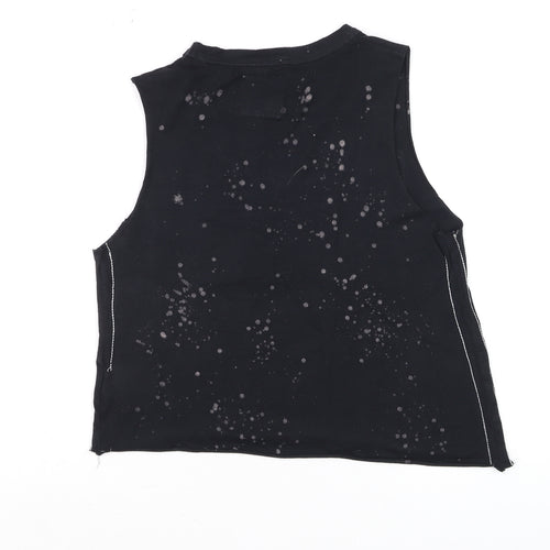 Superdry Womens Black XS Cropped Tank Top 1979 Tour Graphic