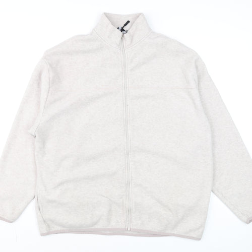 ASOS DESIGN Men's Beige Fleece Full Zip Sweatshirt L Regular Fit