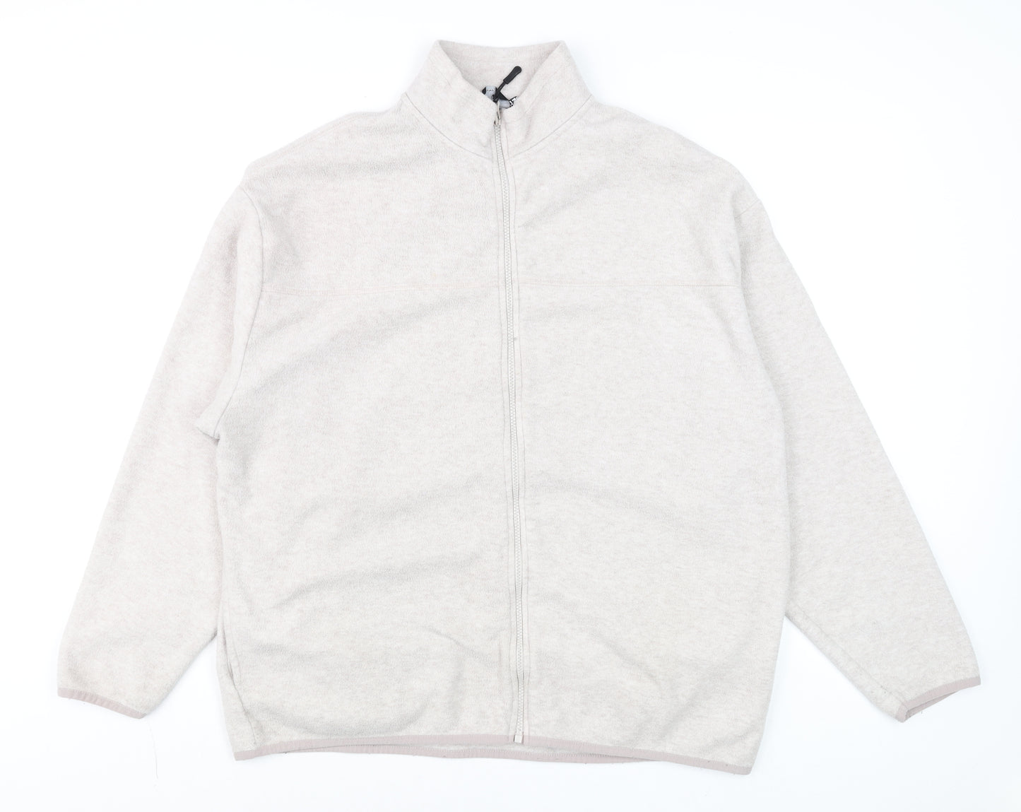 ASOS DESIGN Men's Beige Fleece Full Zip Sweatshirt L Regular Fit