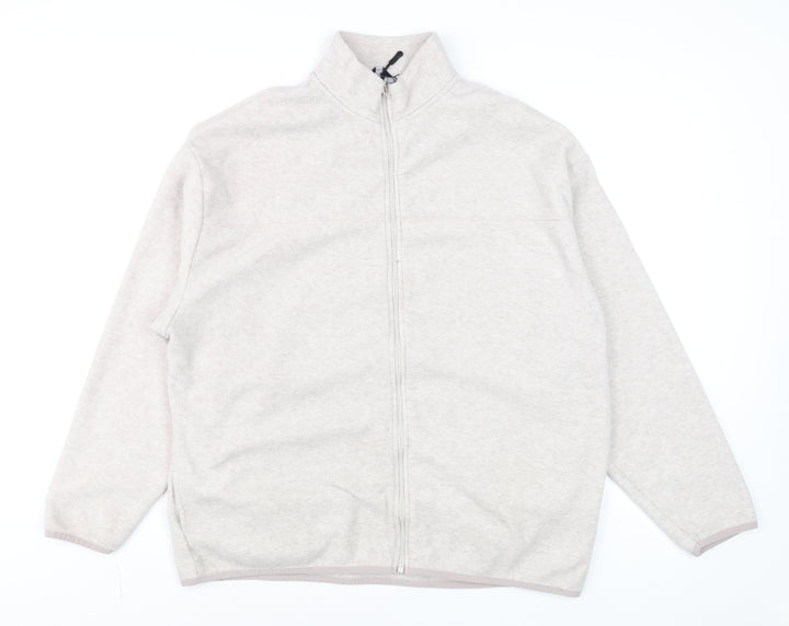 ASOS DESIGN Men's Beige Fleece Full Zip Sweatshirt L Regular Fit