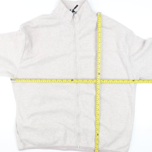 ASOS DESIGN Men's Beige Fleece Full Zip Sweatshirt L Regular Fit