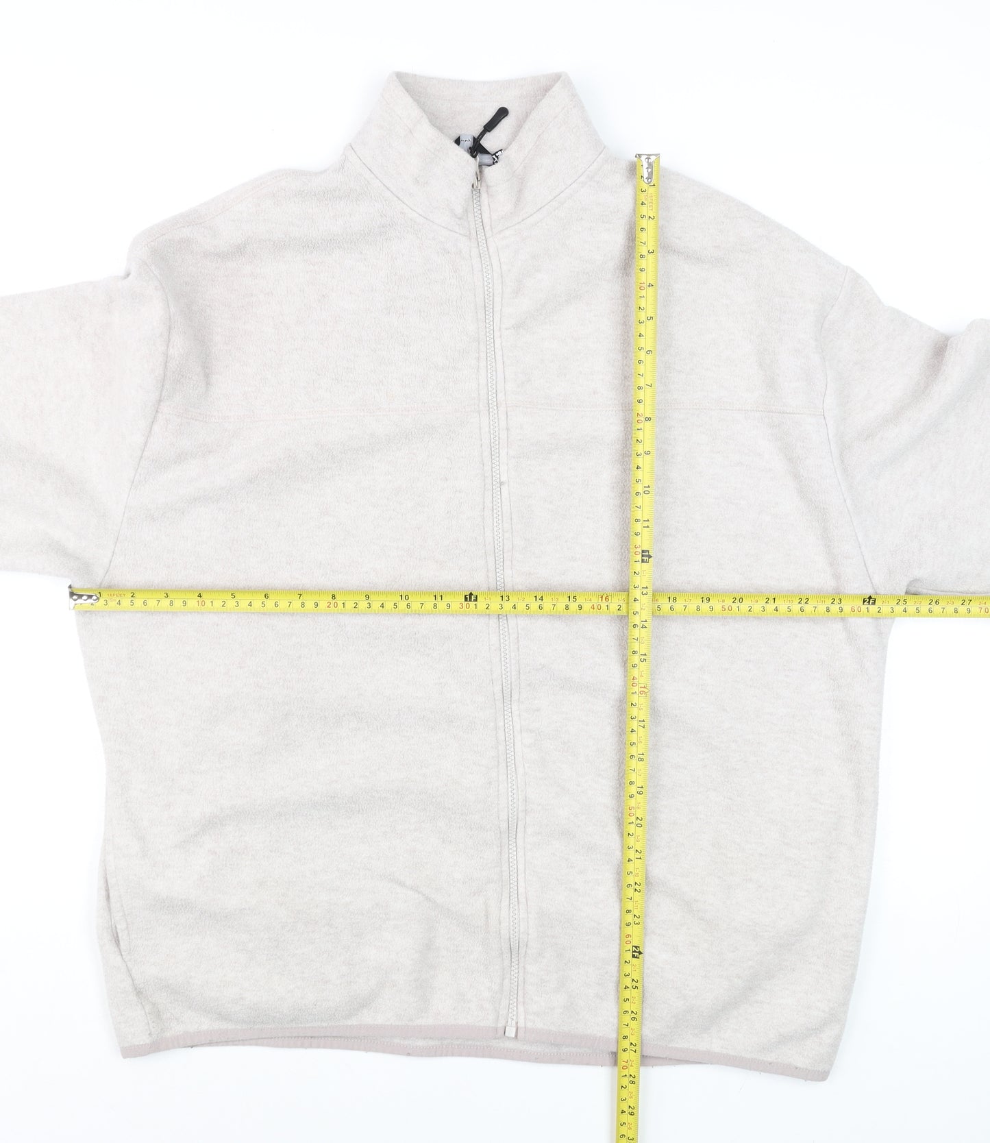 ASOS DESIGN Men's Beige Fleece Full Zip Sweatshirt L Regular Fit