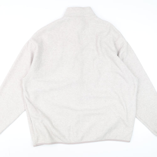 ASOS DESIGN Men's Beige Fleece Full Zip Sweatshirt L Regular Fit