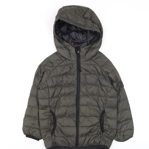 TOG24 Boys Green Hooded Puffer Jacket 6 Years Lightweight Down Coat