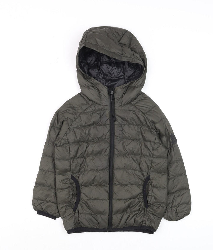 TOG24 Boys Green Hooded Puffer Jacket 6 Years Lightweight Down Coat