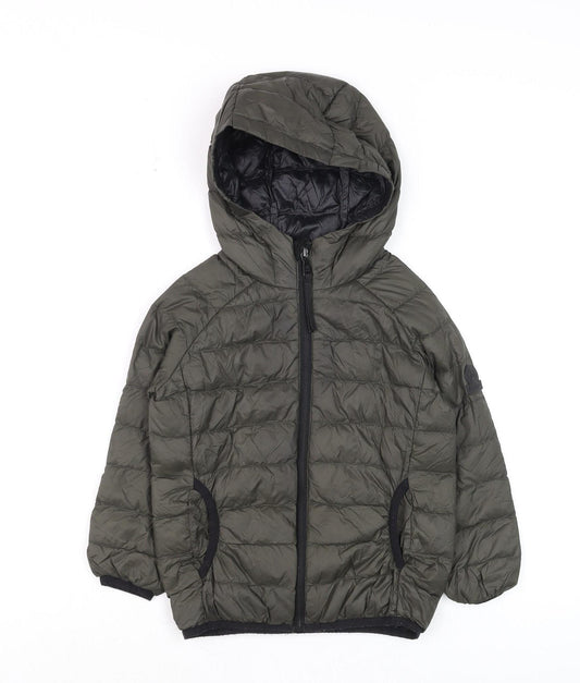 TOG24 Boys Green Hooded Puffer Jacket 6 Years Lightweight Down Coat