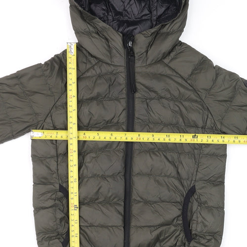 TOG24 Boys Green Hooded Puffer Jacket 6 Years Lightweight Down Coat