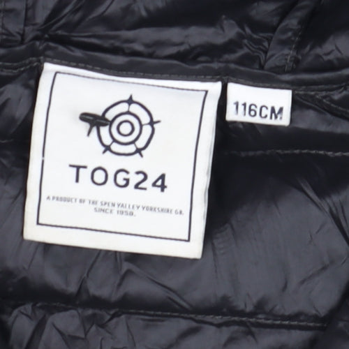 TOG24 Boys Green Hooded Puffer Jacket 6 Years Lightweight Down Coat