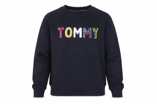 Front view of Tommy Hilfiger Men’s Blue Embroidered Logo Sweatshirt, size M