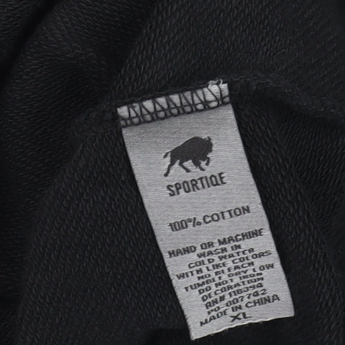 Sportiqe Men’s Black XL Pullover Cotton Sweatshirt with Logo