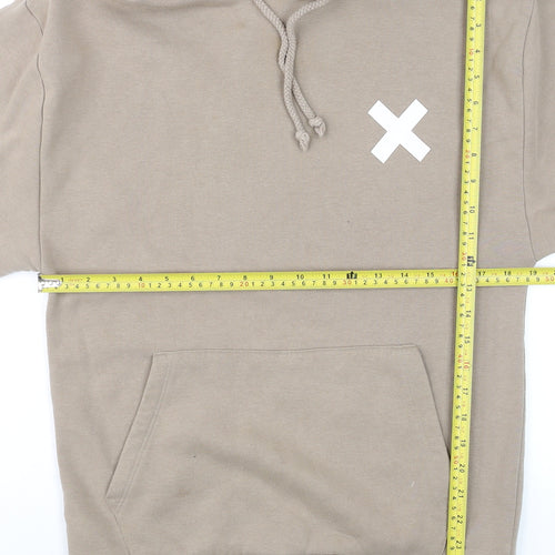 Collusion Men’s Beige Pullover Hoodie XS Fleece Logo Graphic