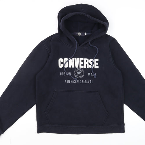 Converse Men Blue Pullover Hoodie S Fleece Logo