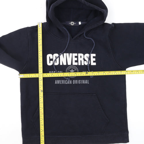 Converse Men Blue Pullover Hoodie S Fleece Logo