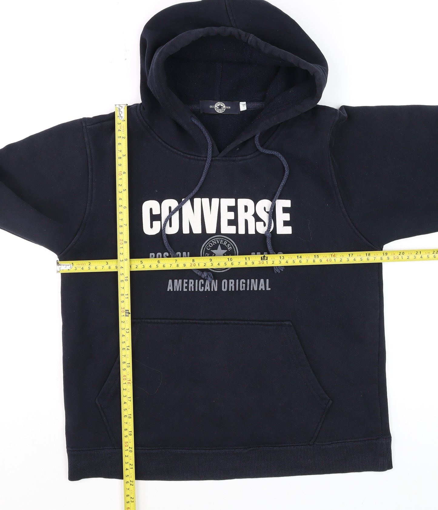 Converse Men Blue Pullover Hoodie S Fleece Logo