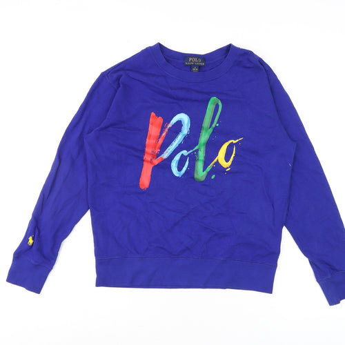 Ralph Lauren Boys Blue Long Sleeve Logo Pullover Cotton T-Shirt 10-12 Years