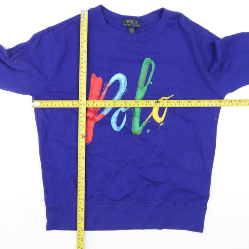Ralph Lauren Boys Blue Long Sleeve Logo Pullover Cotton T-Shirt 10-12 Years