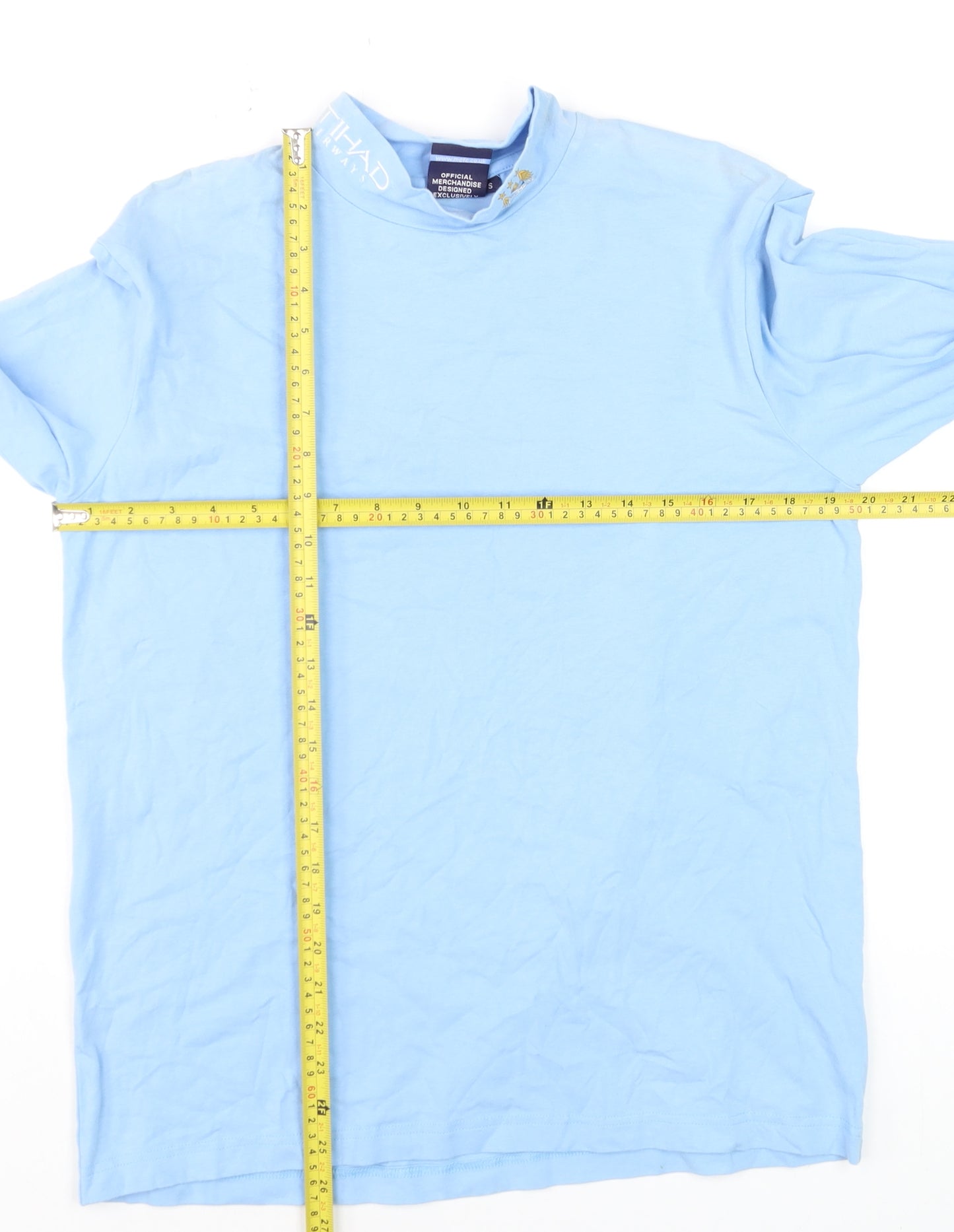 City Men’s Blue Long Sleeve Football T-Shirt Size S Cotton Jersey