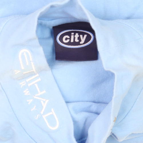 City Men’s Blue Long Sleeve Football T-Shirt Size S Cotton Jersey
