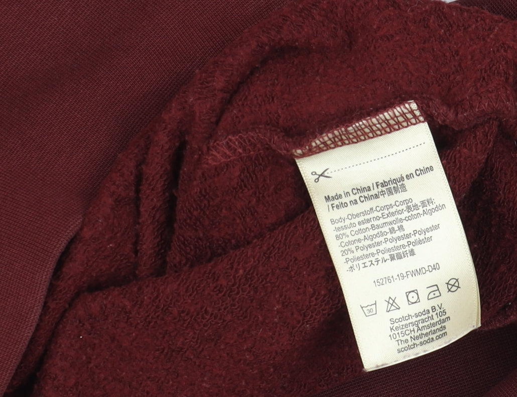Scotch & Soda Men's Red Crew Neck Graphic Sweatshirt Size M