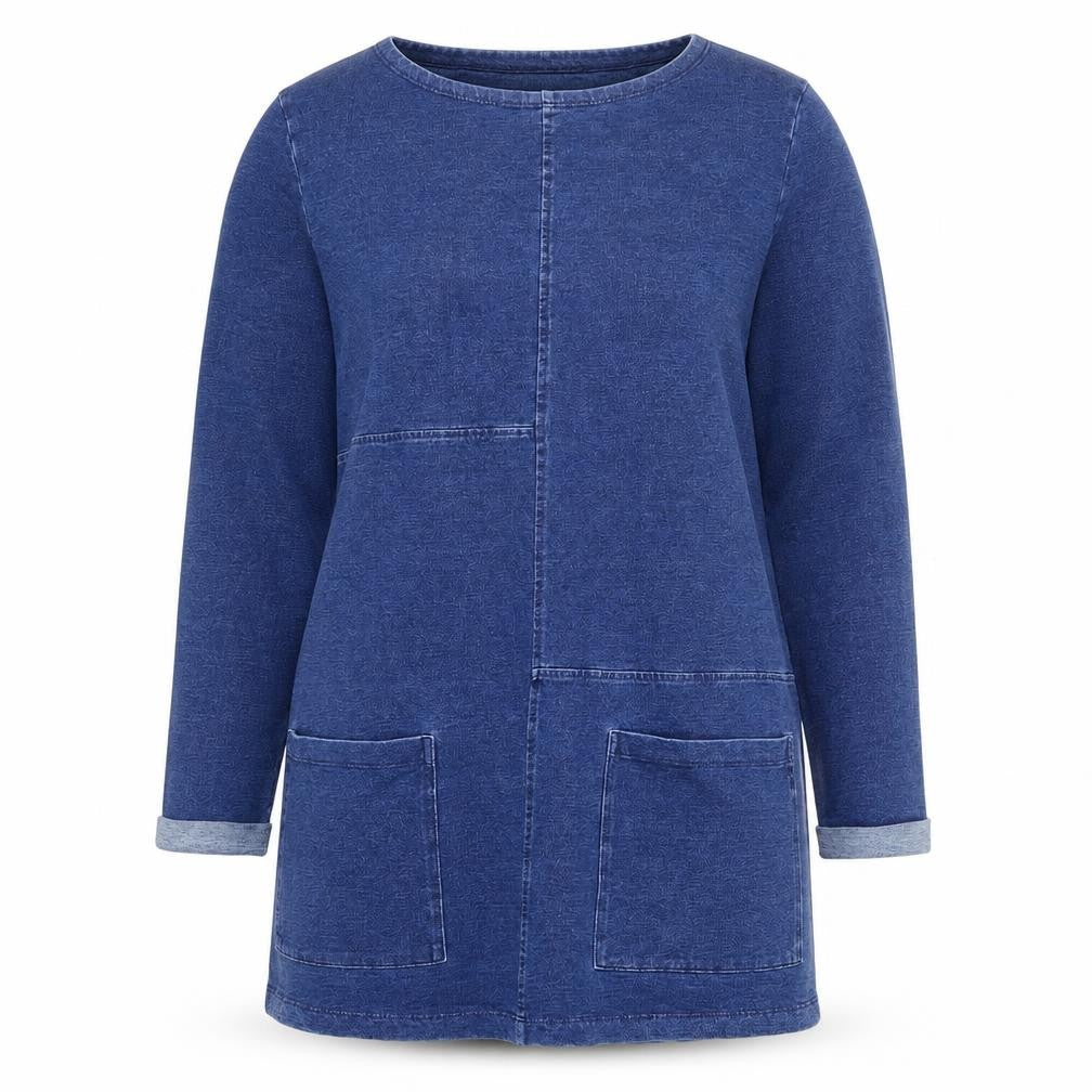 Tu Women Blue Denim Shift Dress Size 12 Long Sleeve Casual