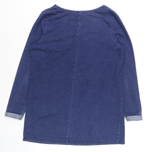 Tu Women Blue Denim Shift Dress Size 12 Long Sleeve Casual