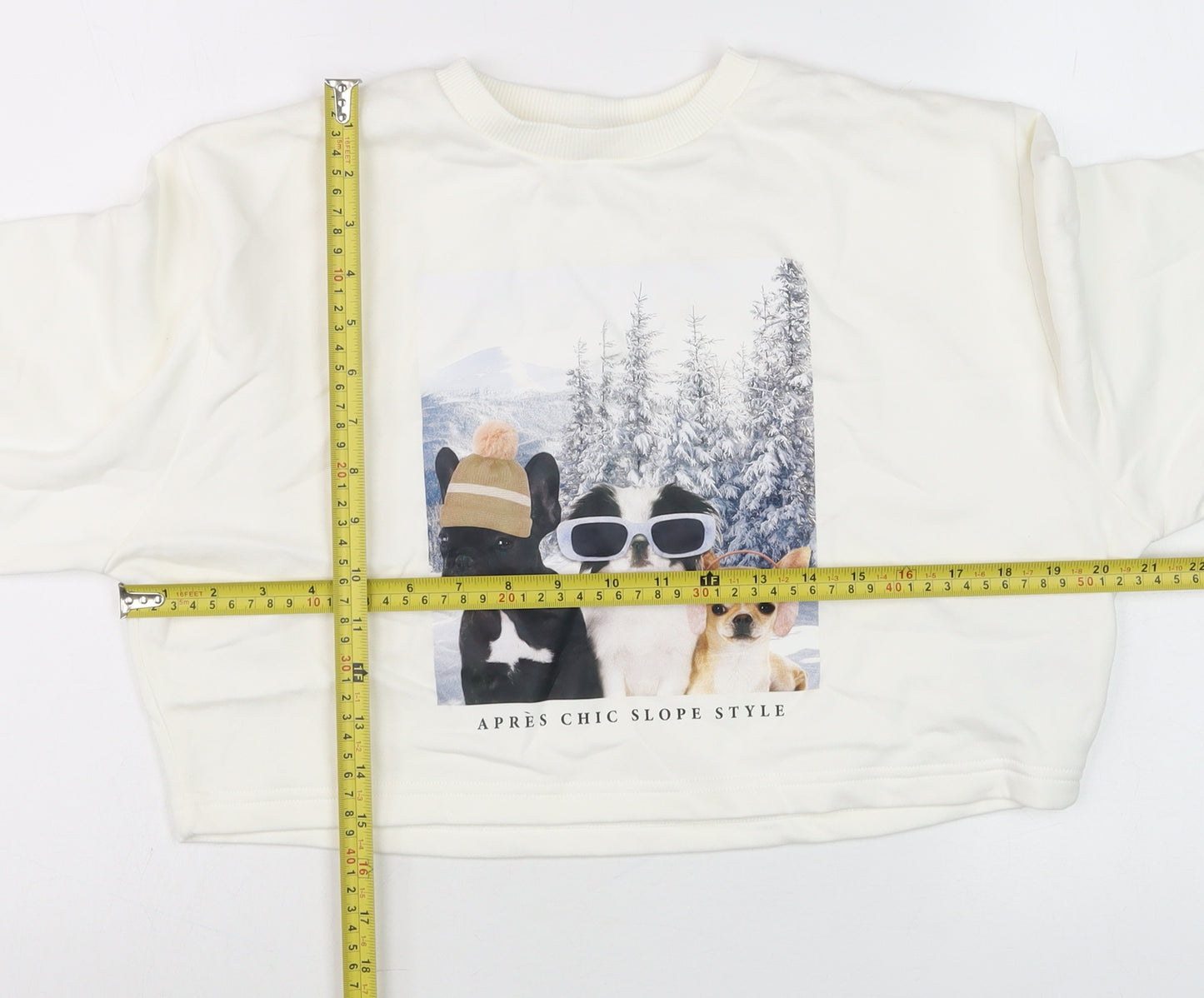 Marks and Spencer Girls Ivory Dog Print Pullover Sweatshirt 10-11 Years