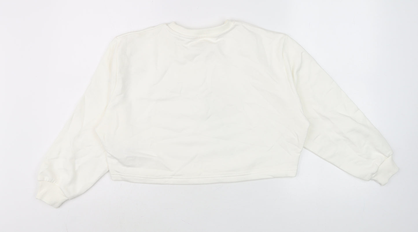 Marks and Spencer Girls Ivory Dog Print Pullover Sweatshirt 10-11 Years