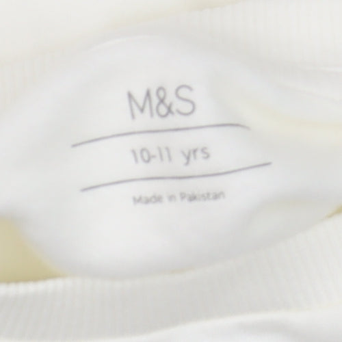Marks and Spencer Girls Ivory Dog Print Pullover Sweatshirt 10-11 Years