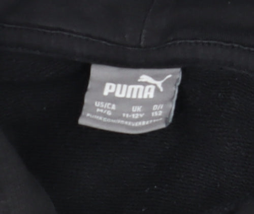 Puma Boys Black 11-12 Years Pullover Hoodie GCFC Logo Cotton Blend