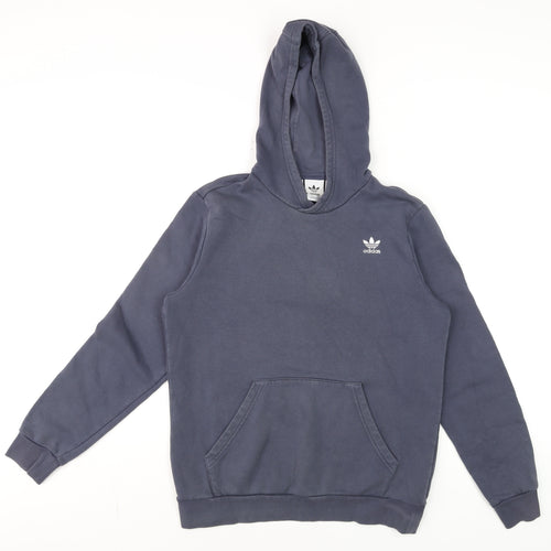 Adidas Boys Blue Pullover Hoodie 14-15 Years Cotton Blend Logo Style