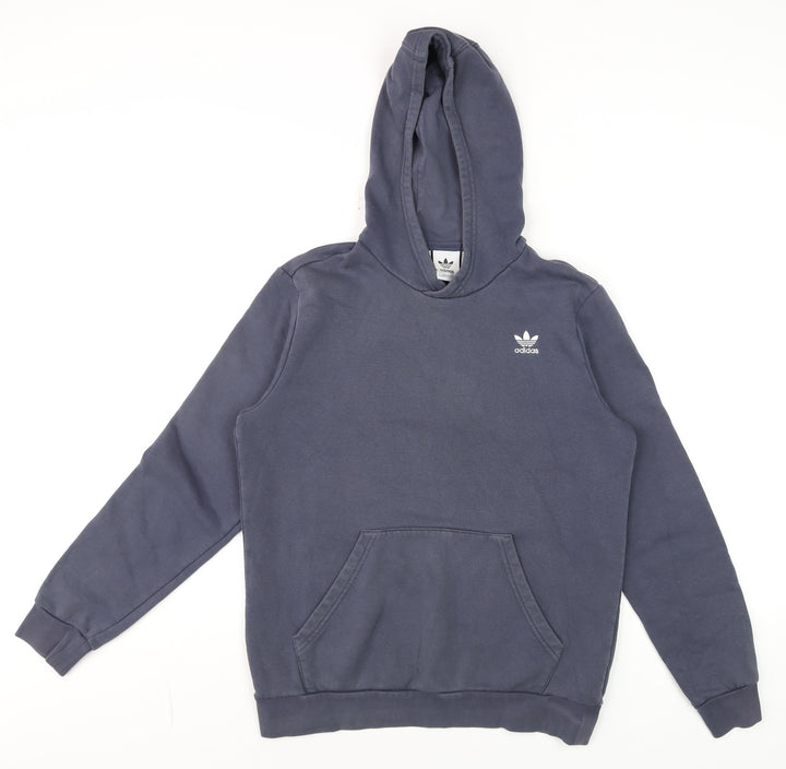 Adidas Boys Blue Pullover Hoodie 14-15 Years Cotton Blend Logo Style
