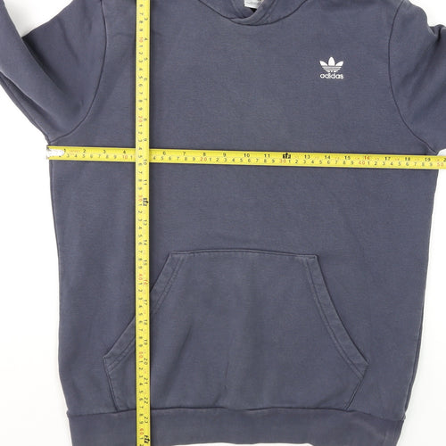 Adidas Boys Blue Pullover Hoodie 14-15 Years Cotton Blend Logo Style