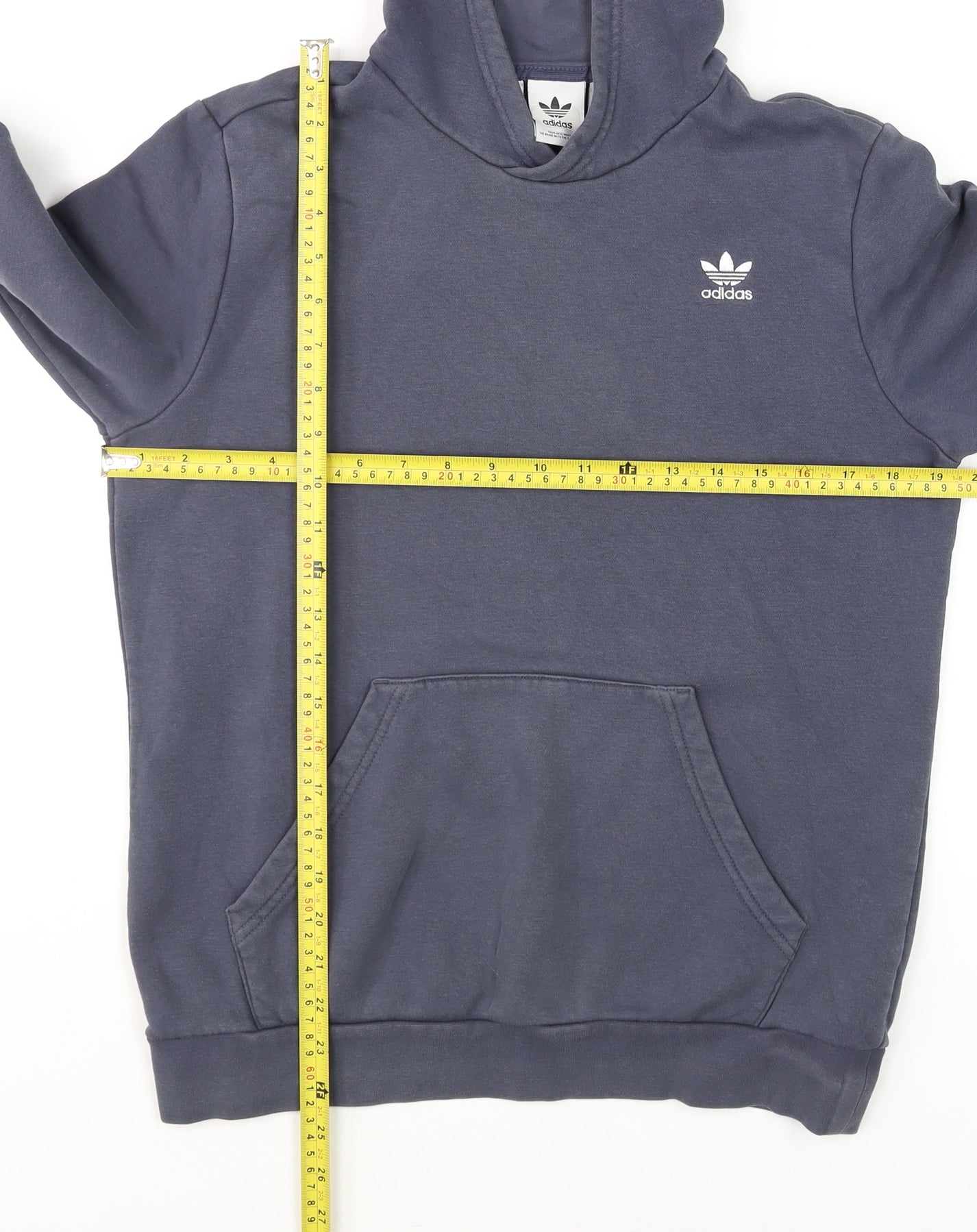 Adidas Boys Blue Pullover Hoodie 14-15 Years Cotton Blend Logo Style