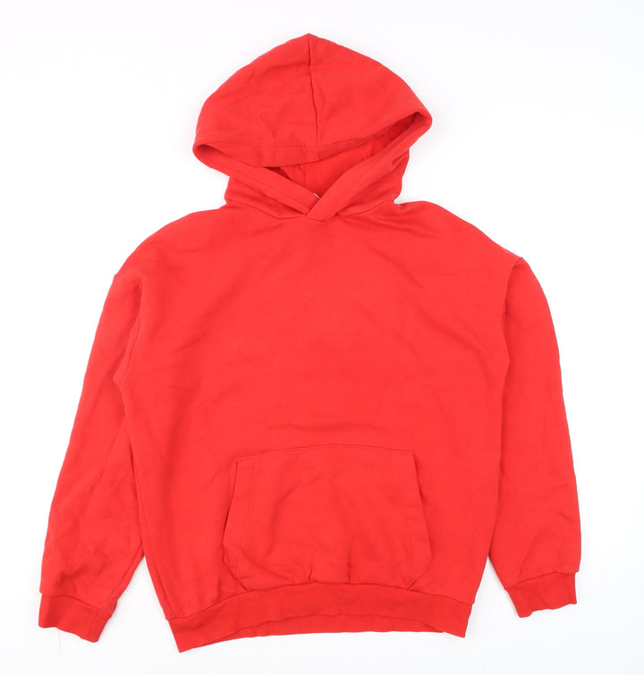 H&M Boys Red Pullover Hoodie UK 12-14 Years Cotton Blend Casual