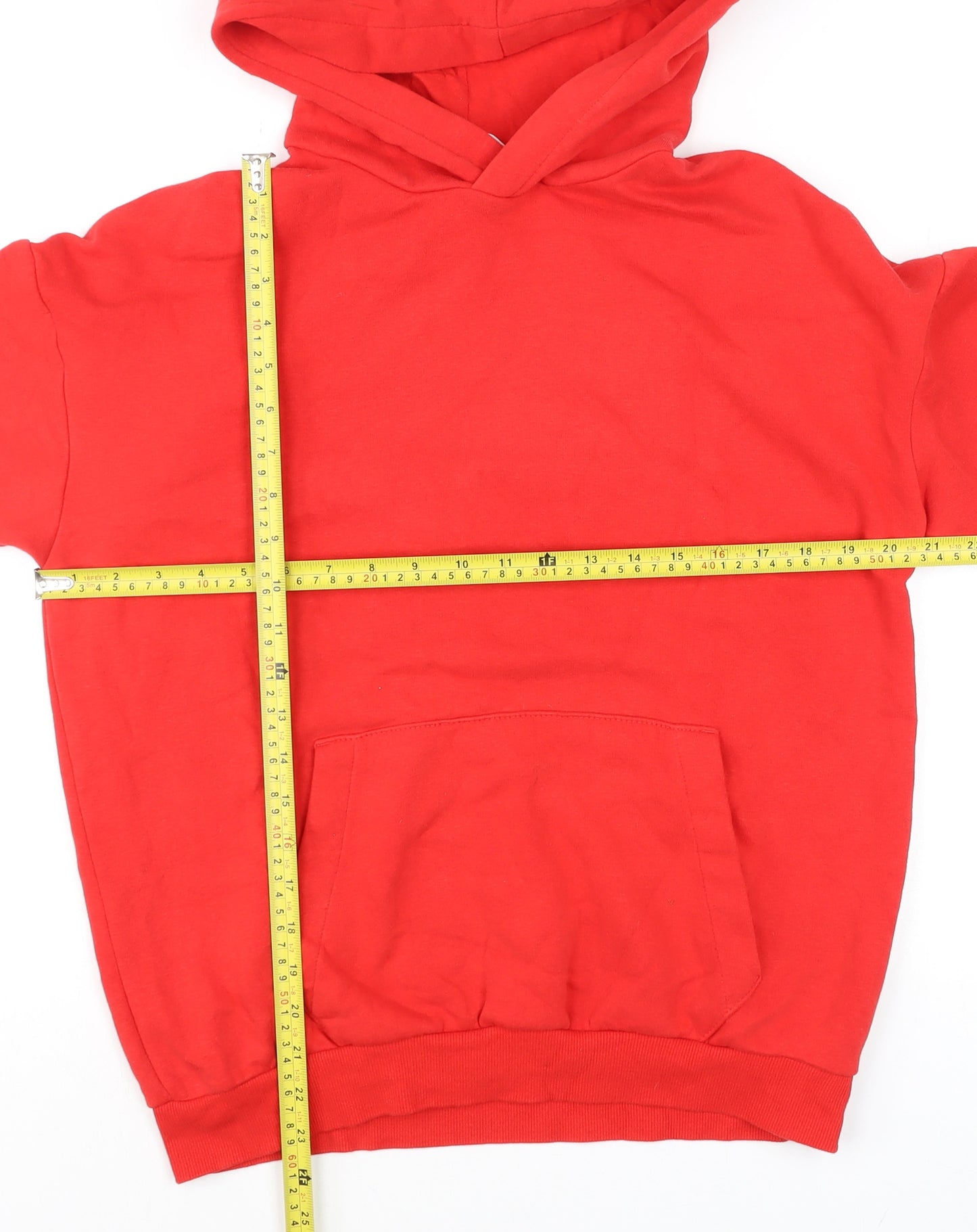 H&M Boys Red Pullover Hoodie UK 12-14 Years Cotton Blend Casual
