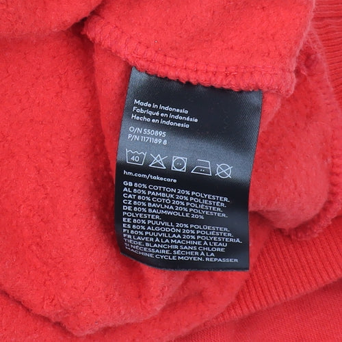 H&M Boys Red Pullover Hoodie UK 12-14 Years Cotton Blend Casual