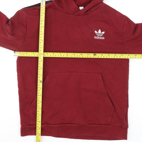 Adidas Boys Burgundy Hoodie 11-12 Years Pullover Cotton Blend Logo